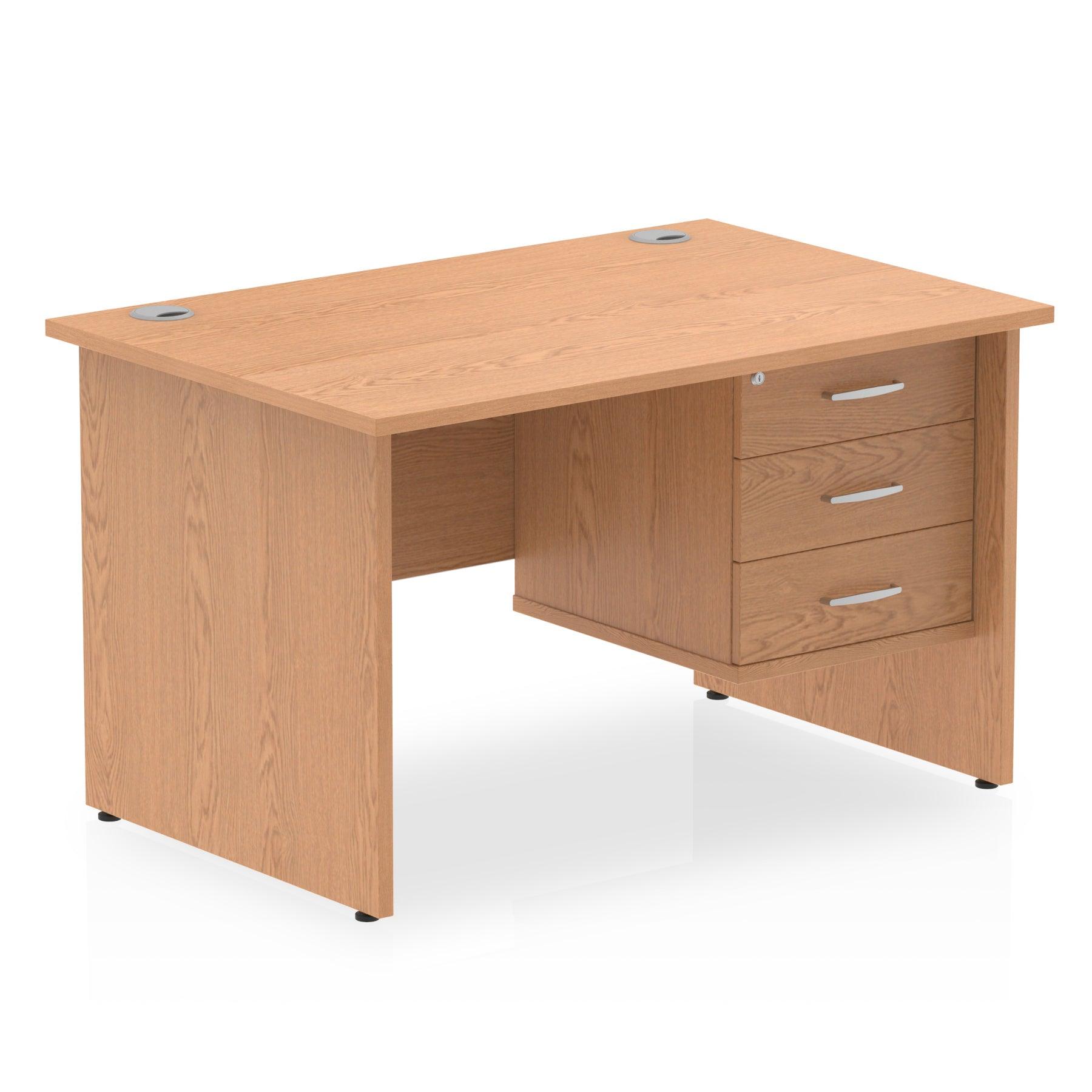 Impulse Panel End Straight Desk With Single Fixed Pedestal