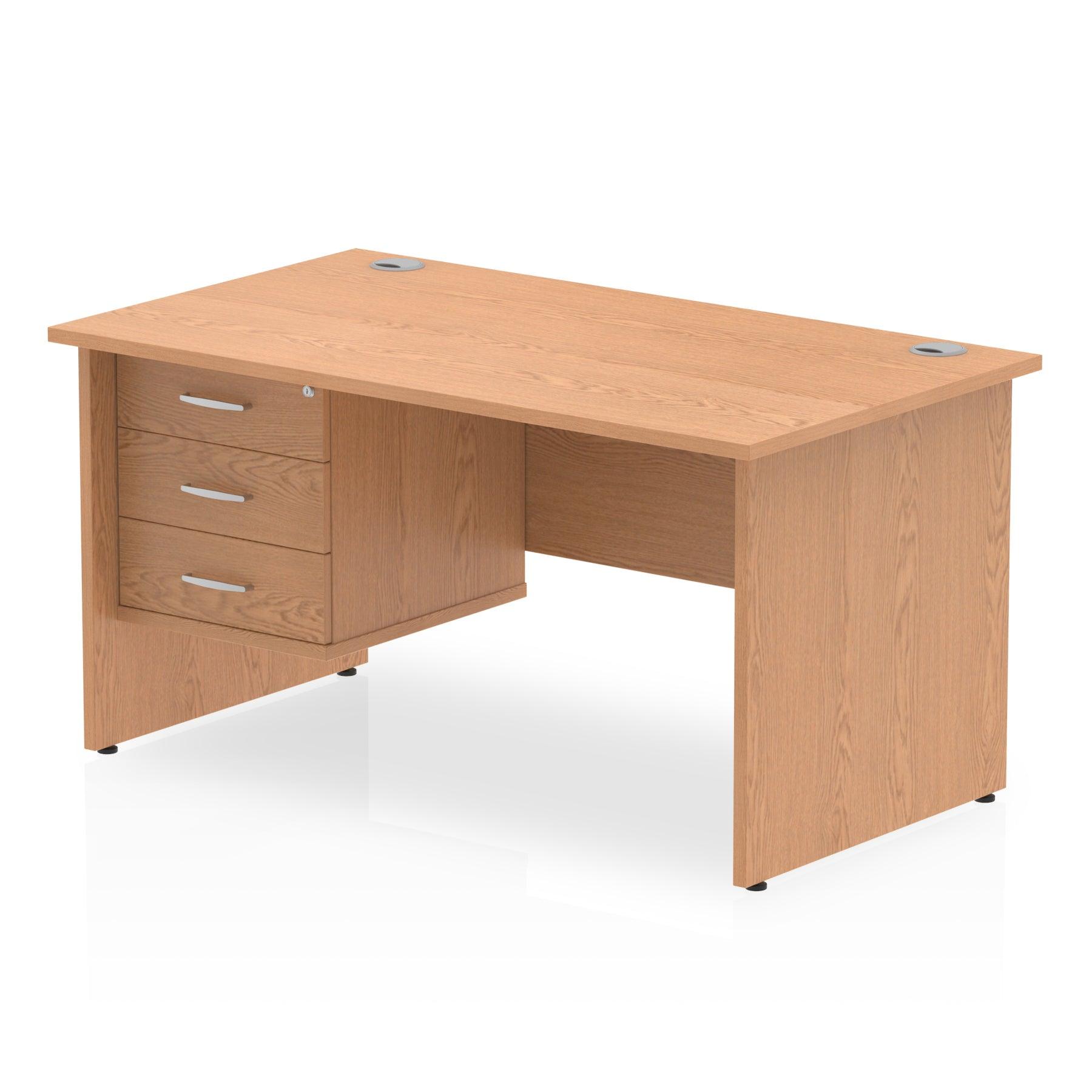 Impulse Panel End Straight Desk With Single Fixed Pedestal