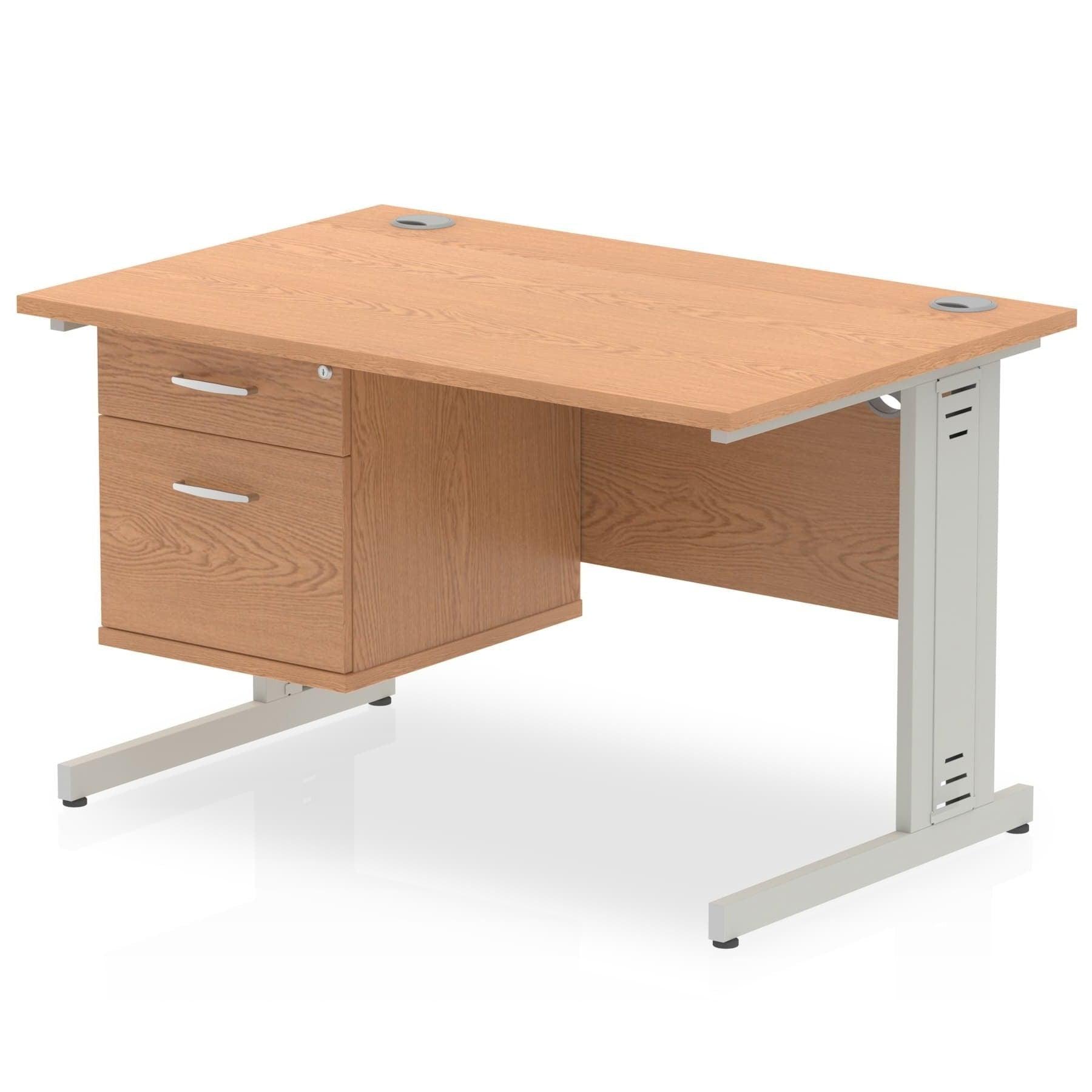 Impulse 1200mm Cable Managed Straight Desk With Fixed Pedestal