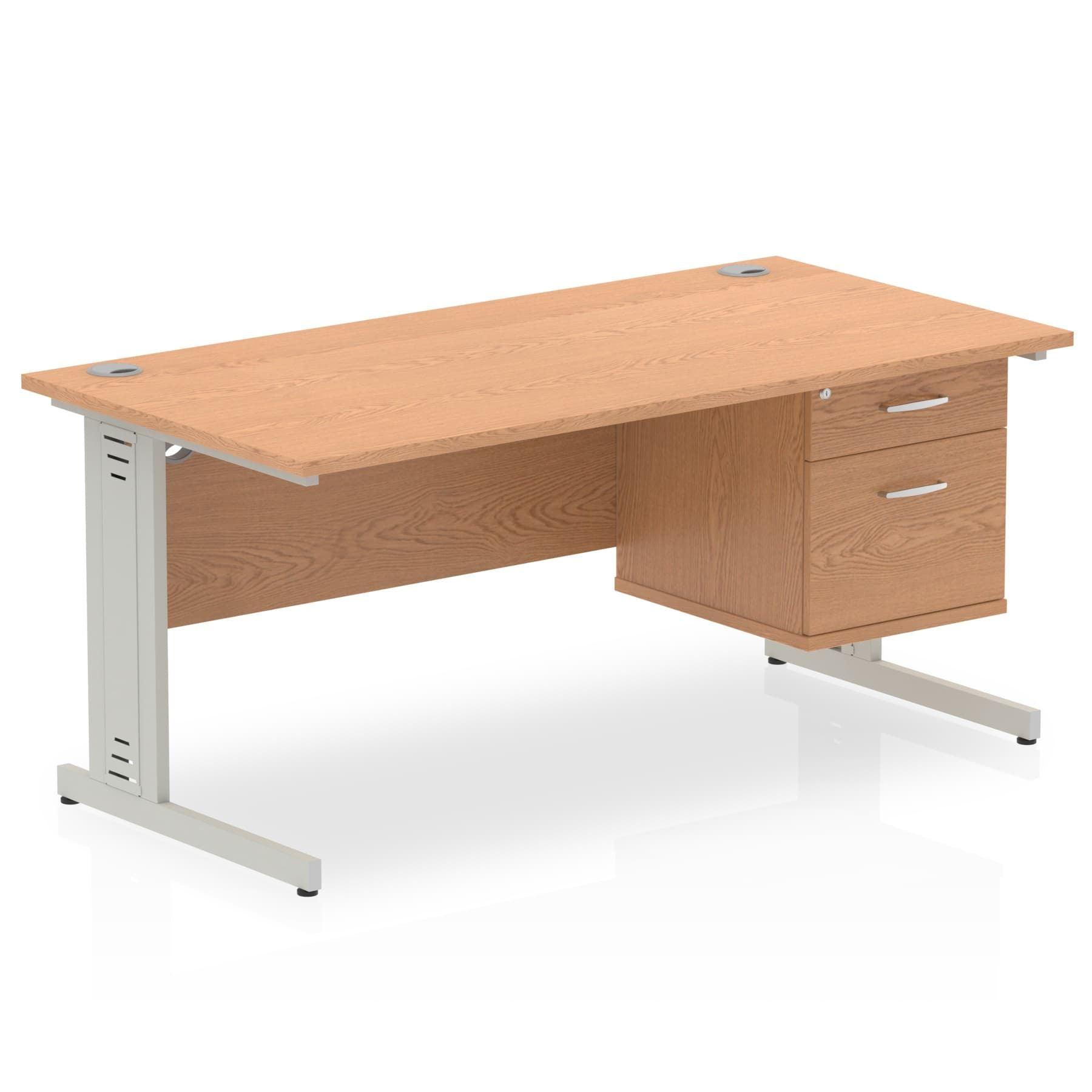 Impulse 1600mm Cable Managed Straight Desk With Fixed Pedestal