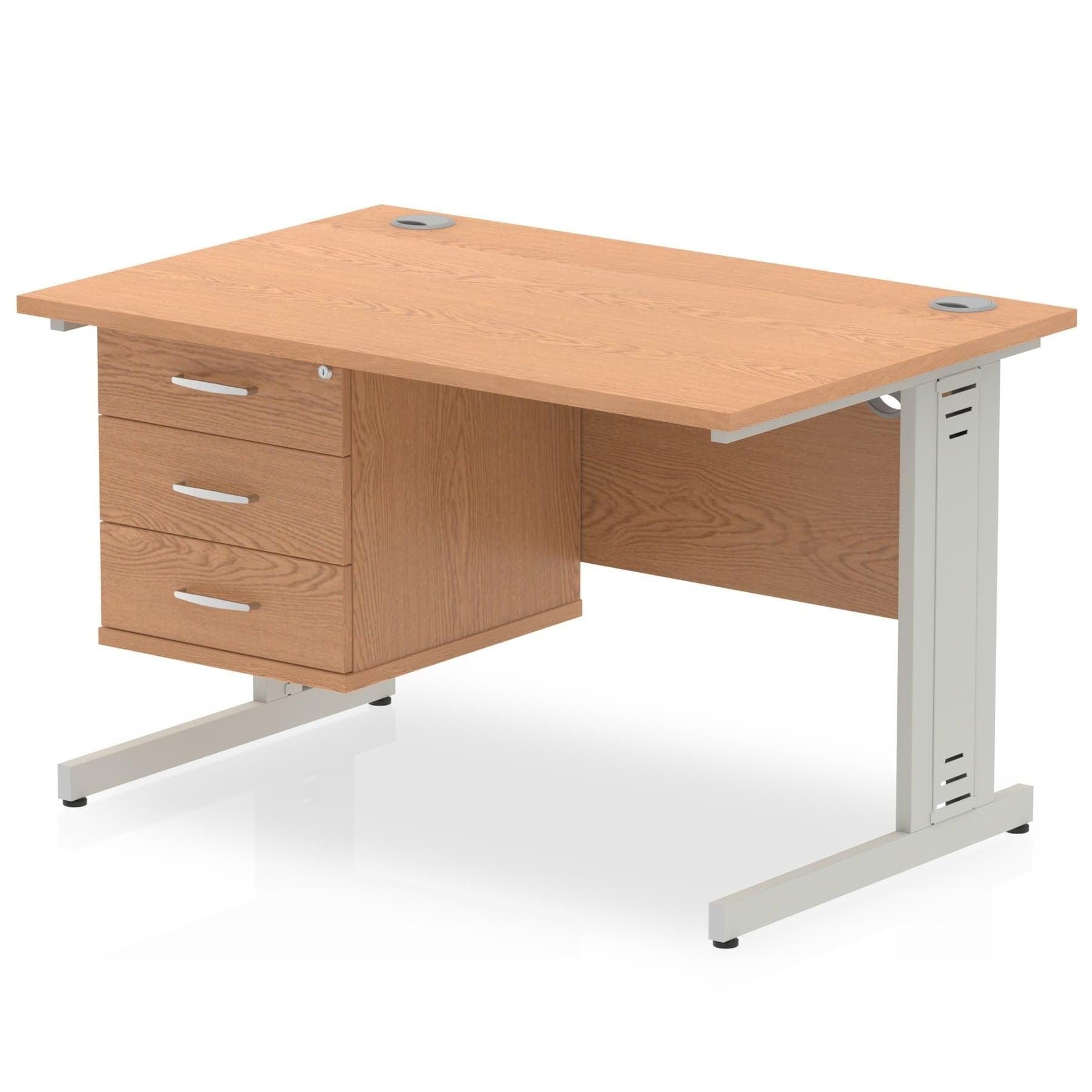 Impulse 1200mm Cable Managed Straight Desk With Fixed Pedestal