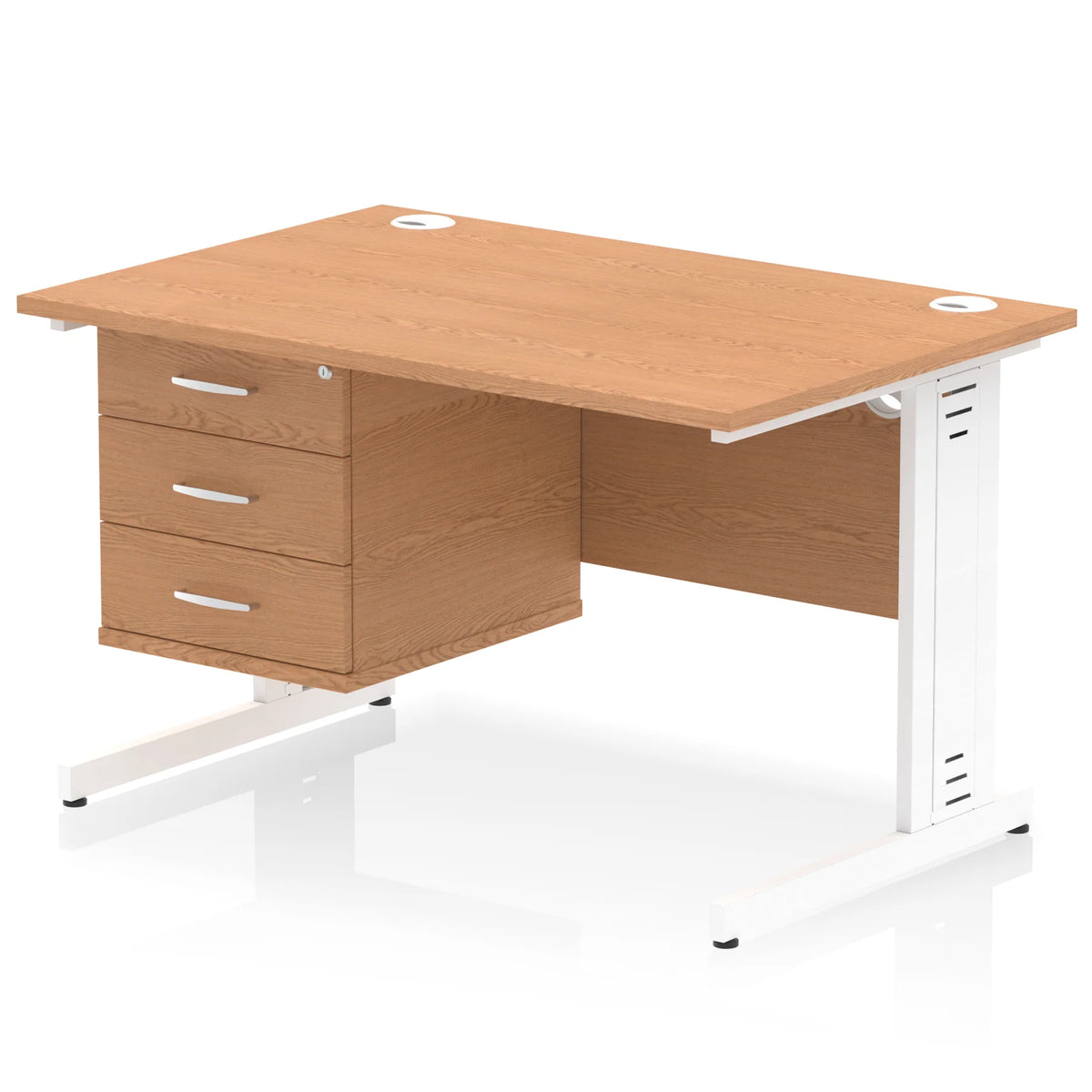 Impulse 1200mm Cable Managed Straight Desk With Fixed Pedestal
