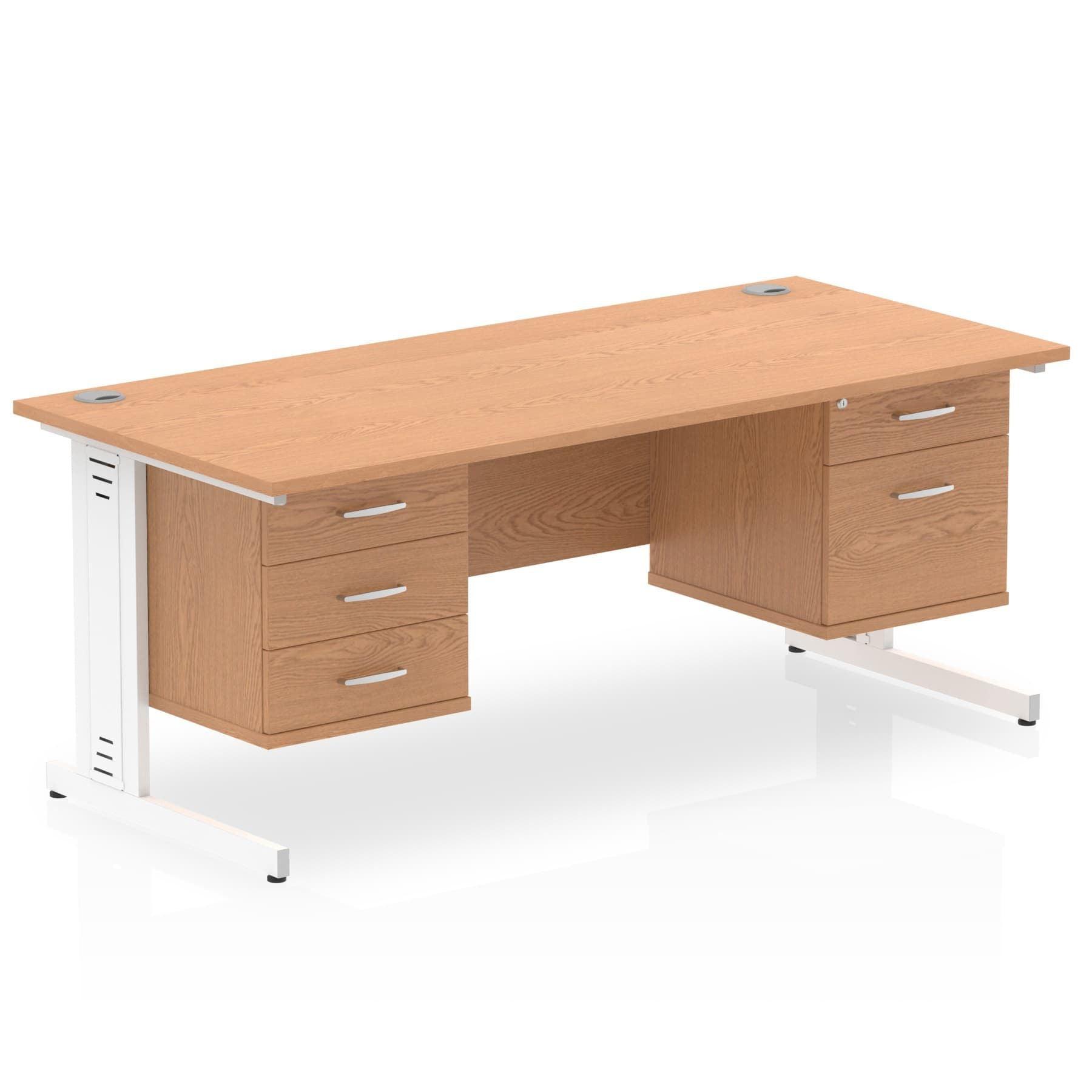 Impulse 1600mm Cable Managed Straight Desk With Fixed Pedestal