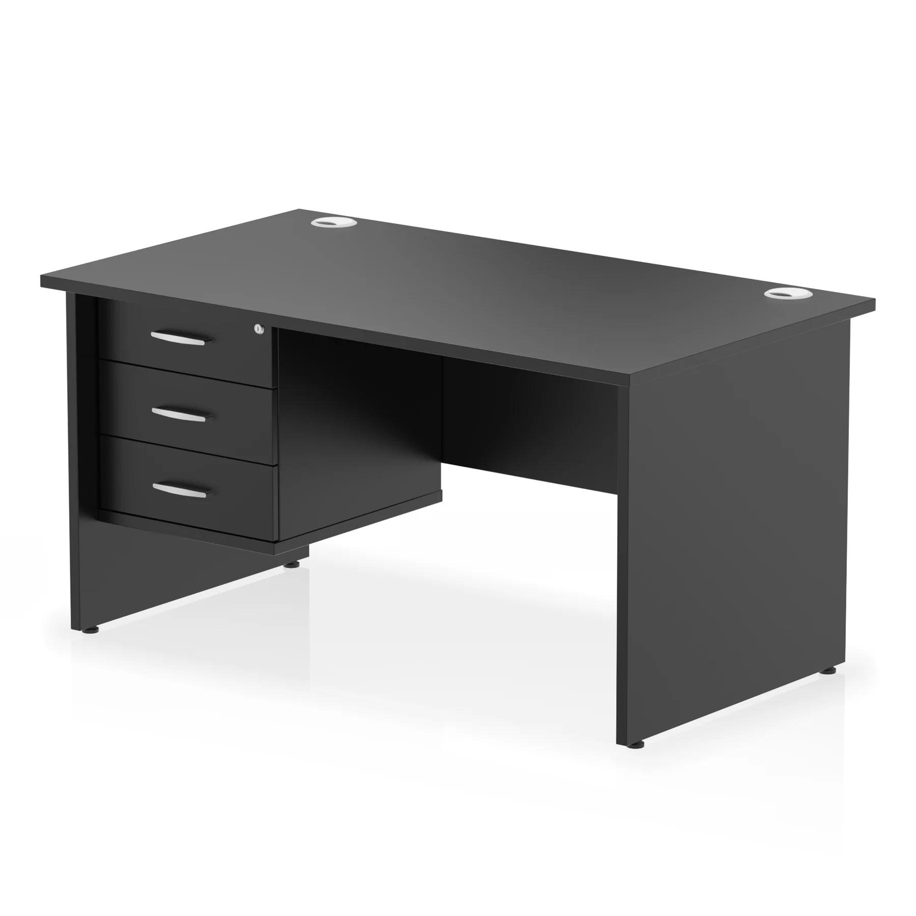 Impulse Panel End Straight Desk With Single Fixed Pedestal