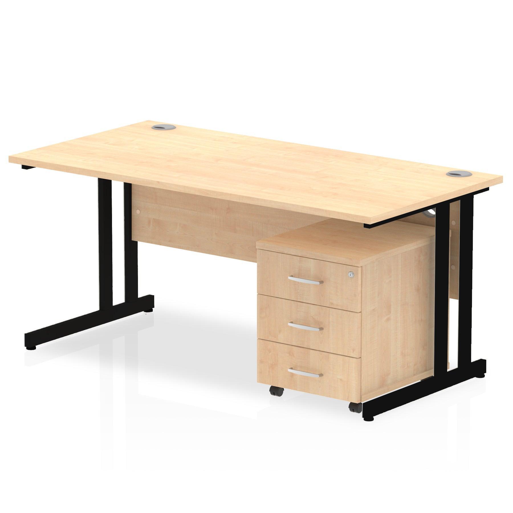 Impulse 1600mm Cantilever Straight Desk With Mobile Pedestal