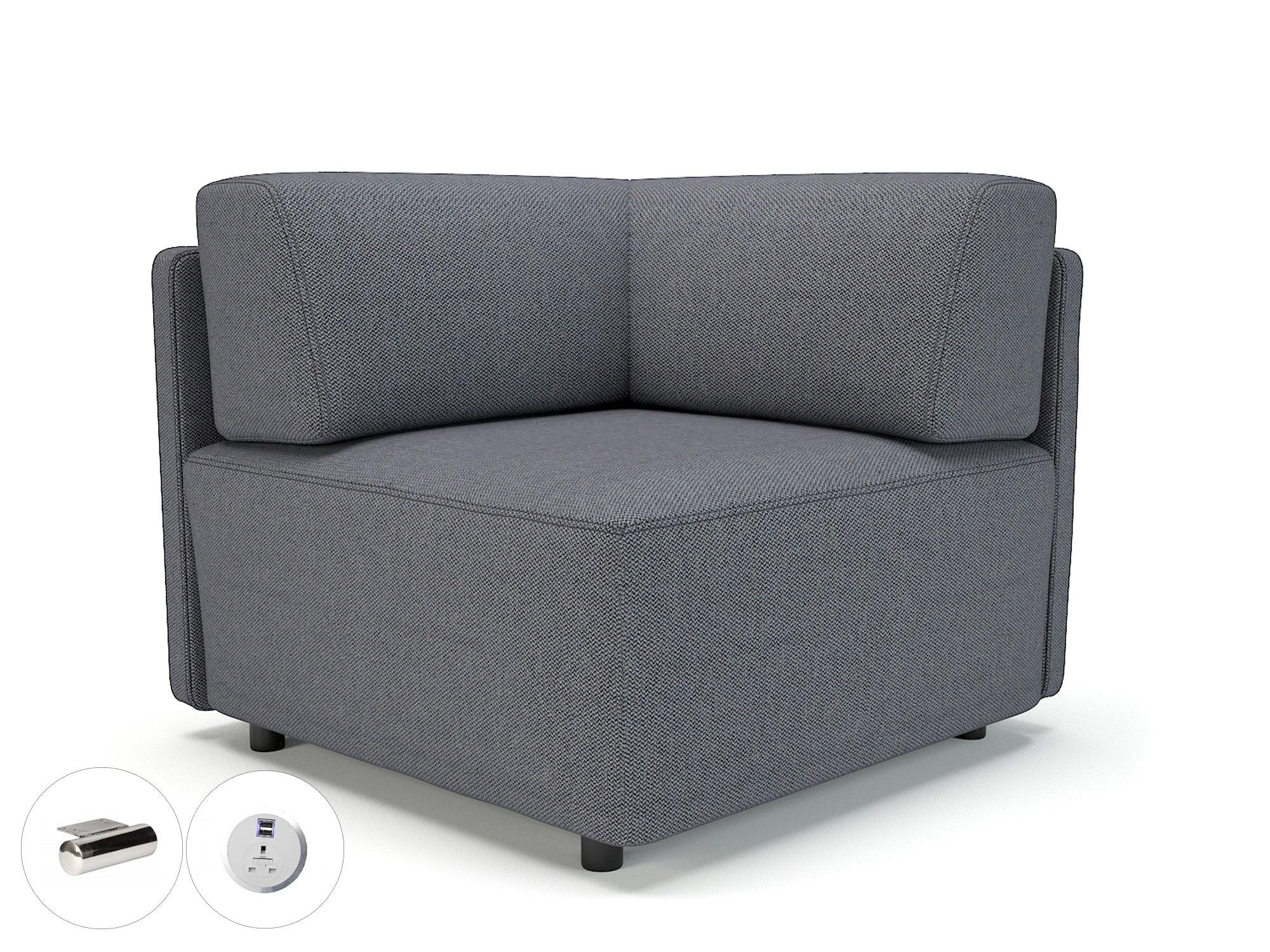 Loomis 87cm Wide Corner Unit in Camira Era Fabric with Socket