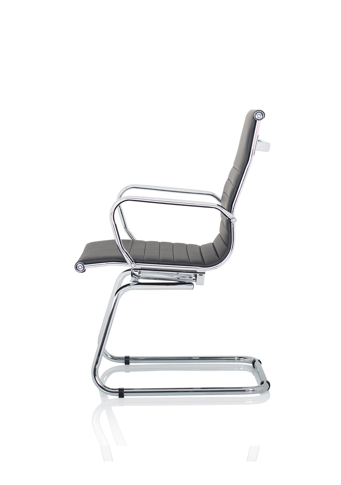 Nola Black Leather Cantilever Visitor Chair with Arms