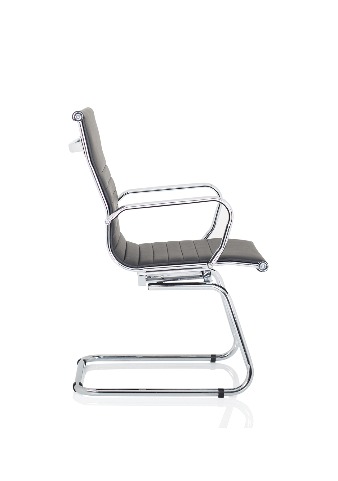 Nola Black Leather Cantilever Visitor Chair with Arms