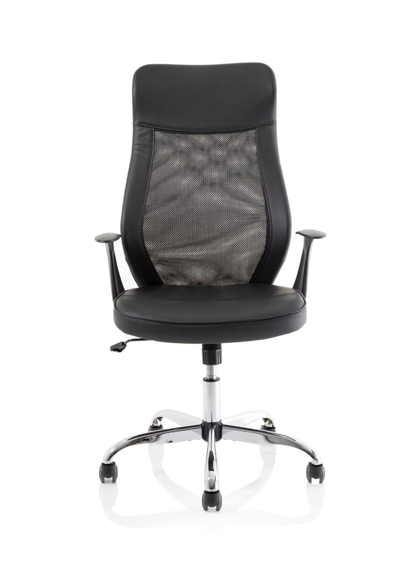 Baye High Mesh Back Task Operator Black Leather Office Chair with Arms