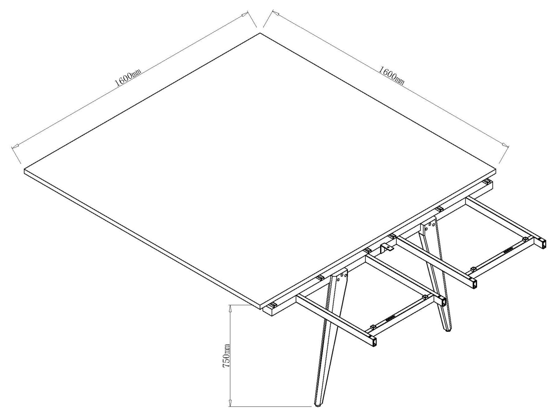 Oslo 1600mm Square Boardroom Table Extension Kit