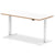 Oslo Air Height Adjustable Desk White Top Natural Wood Edge White Frame