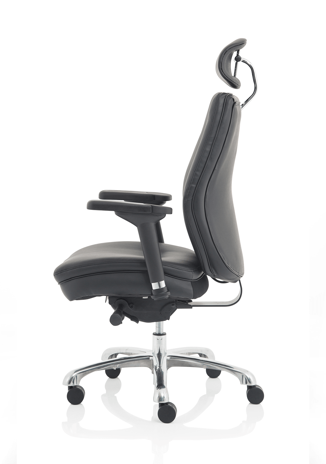 Heavy Duty Leather Posture Chair with Adjustable Arms & Headrest