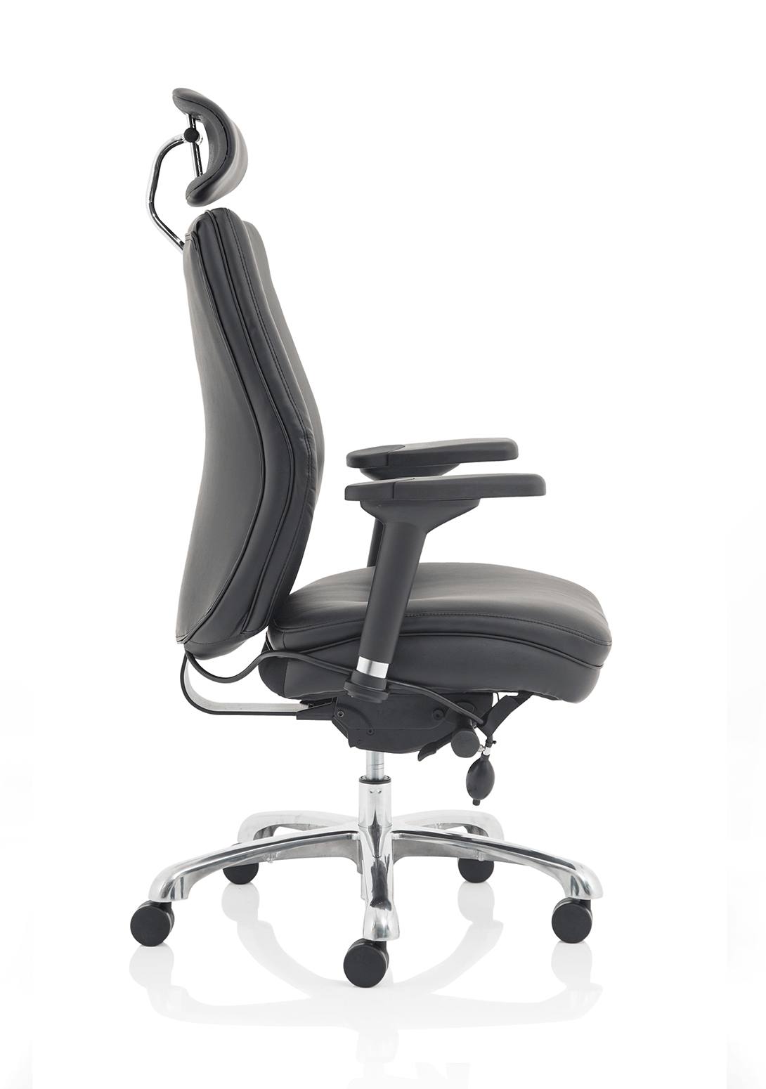 Domino High Back Black Posture Chair with Arms and Headrest