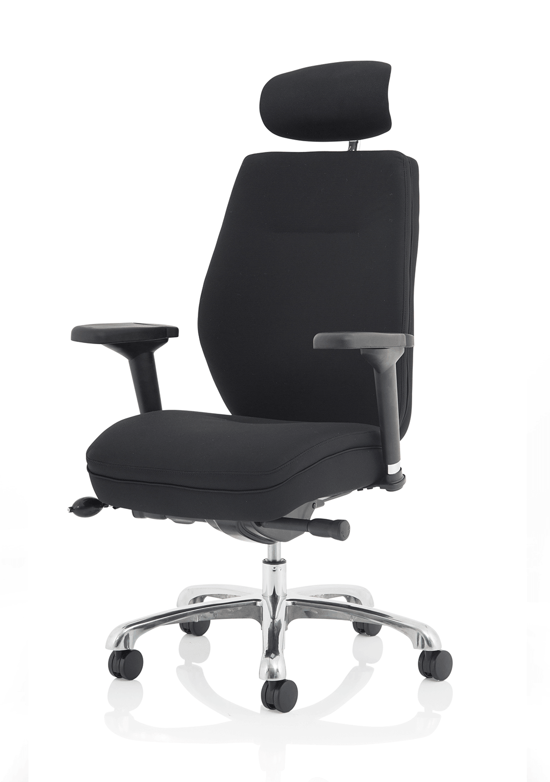 Domino High Back Black Posture Chair with Arms and Headrest