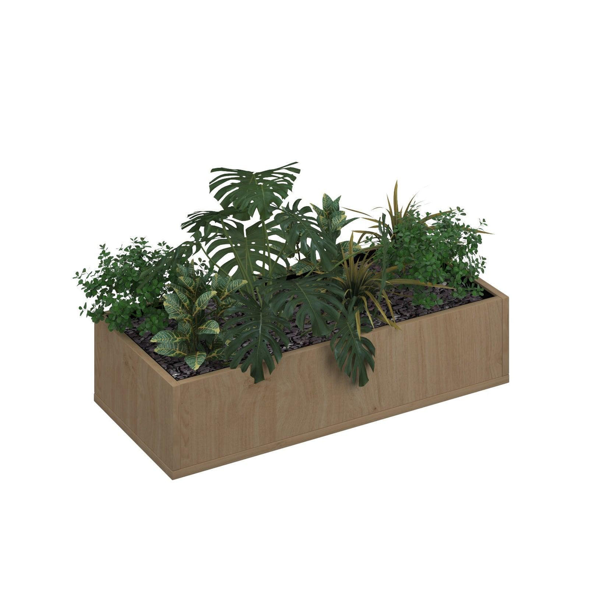 Flux modular storage double wooden planter box with plants - Kendal Oak