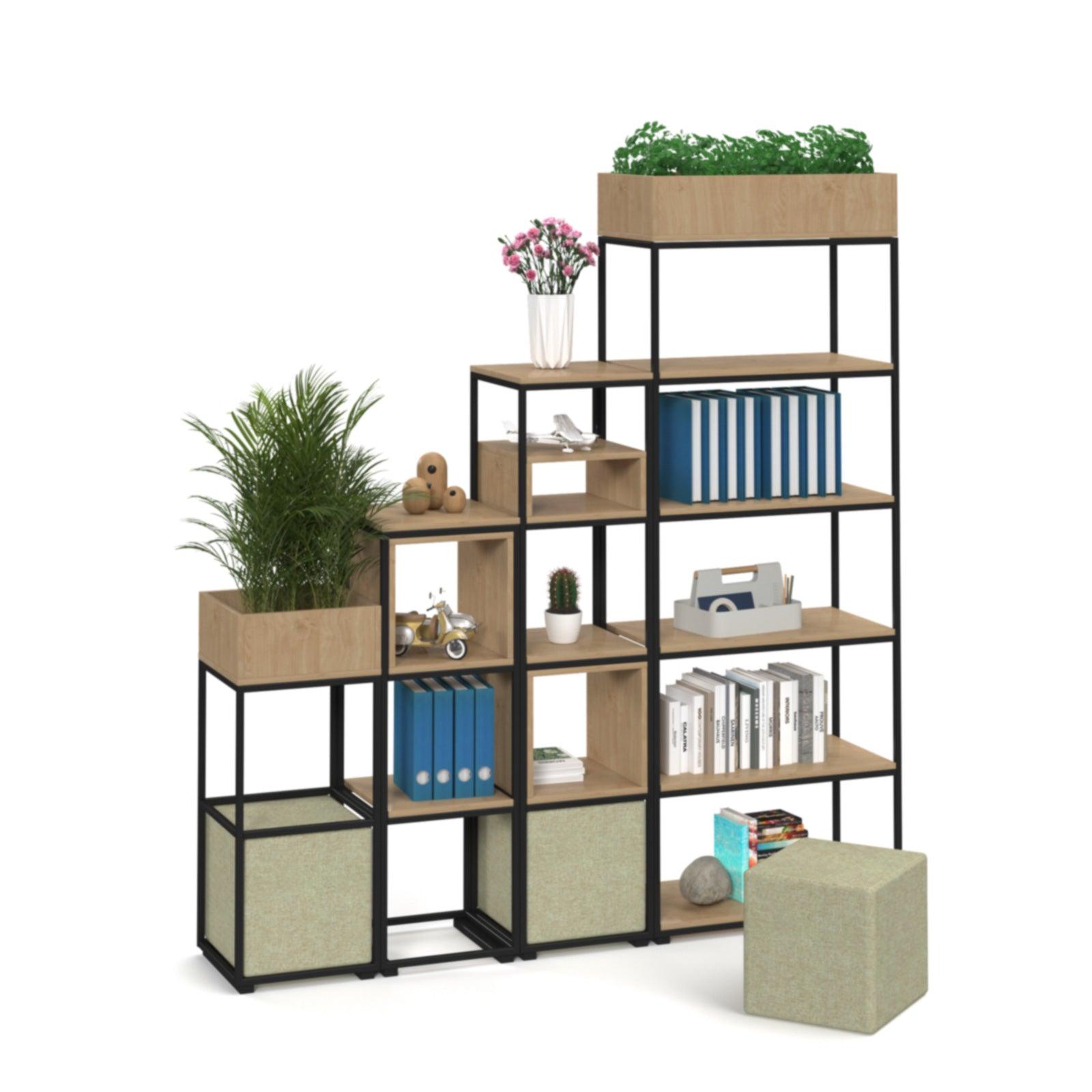 Flux modular storage single wooden top shelf - Grey Oak