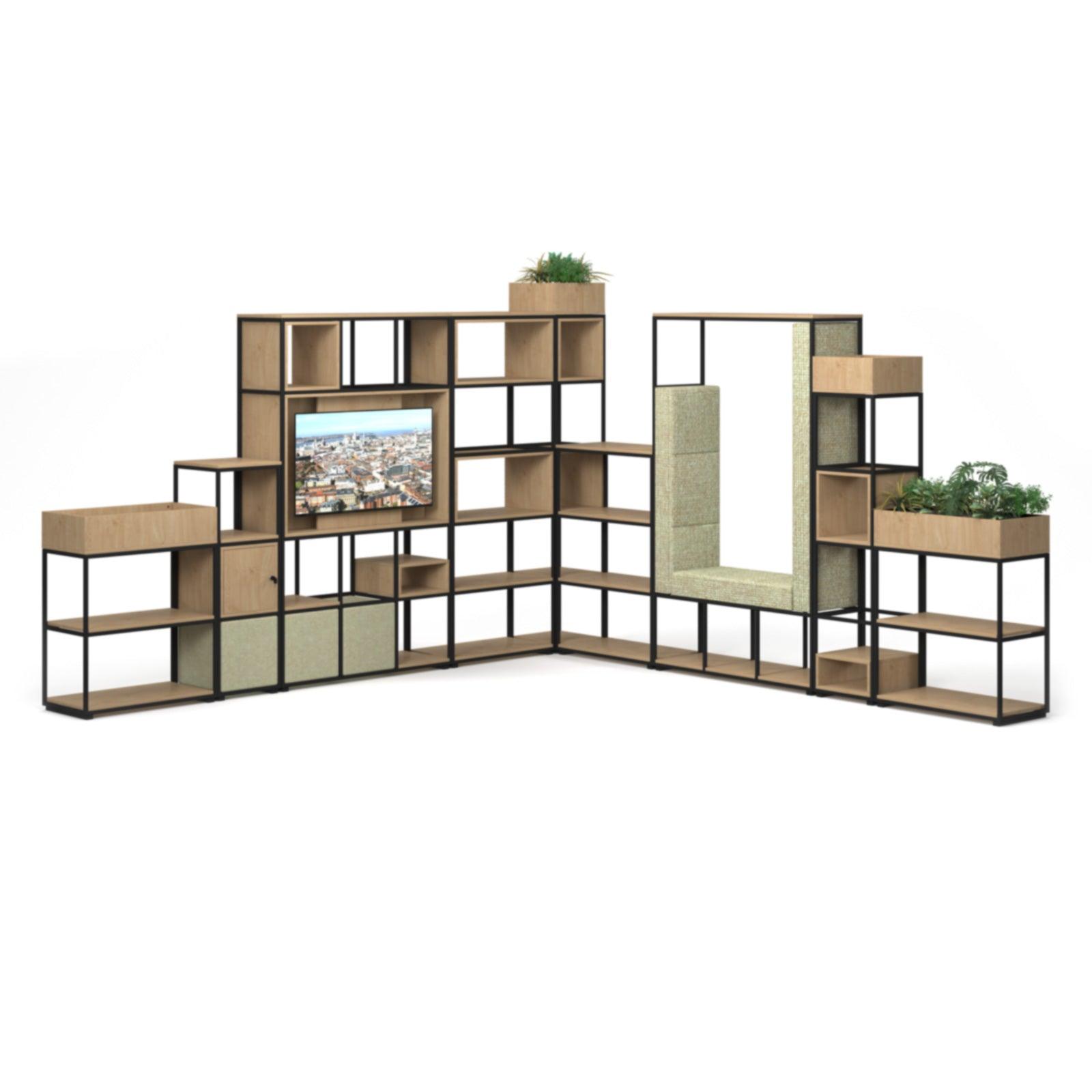 Flux modular storage single wooden cubby shelf - Grey Oak